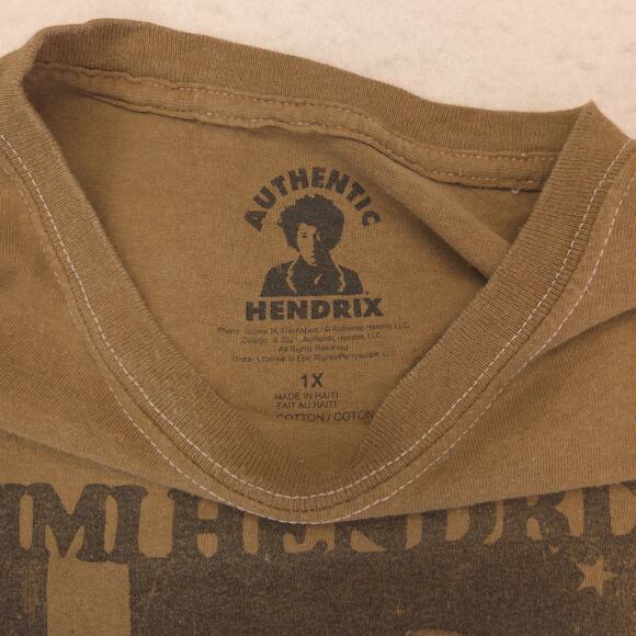 Jimi Hendrix Band Crew Neck Short Sleeve Graphic T Shirt Mens Size XL Brown - Picture 3 of 9